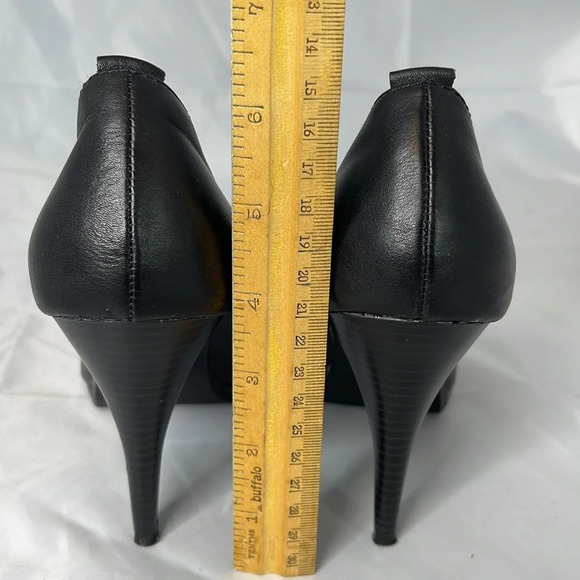 ALDO Black Genuine Leather Platform Pumps Shoes Heels Round Toe 8.5 - Picture 13 of 14